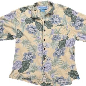 Men’s Bermuda Bay Floral Hawaiian Shirt 100%silk button shirt
